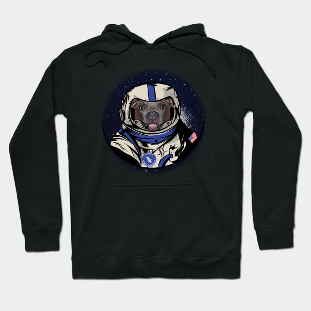 Pitbull Space Engineer Planet Galaxy Moon Landing Funny Hoodie by Rosemarie Guieb Designs